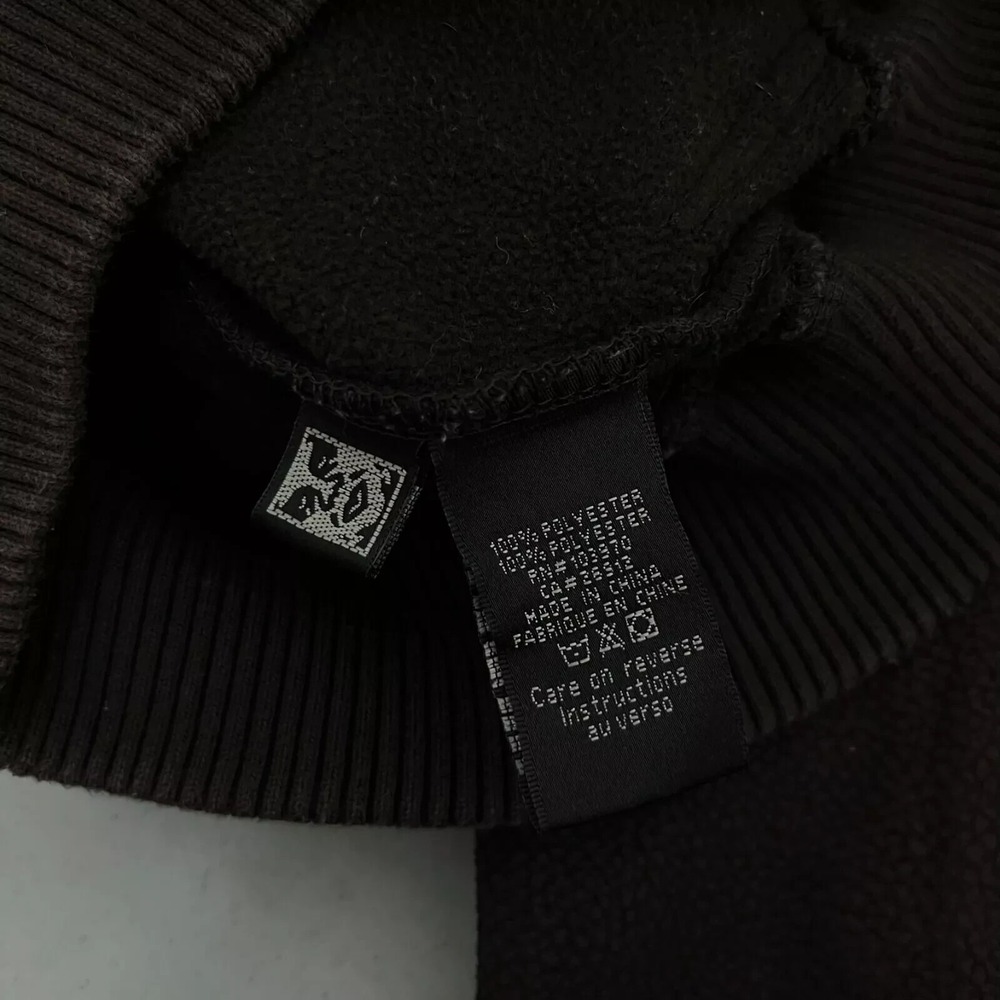 Obey Full Zip Hoodie Women's Size 2XS Brown Pockets Logo Faux Leather‎ Skate - Picture 9 of 10